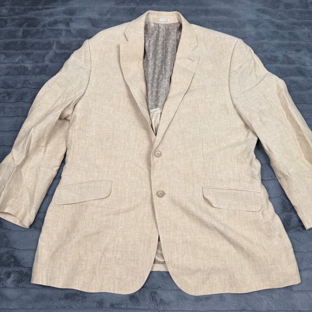 Joseph Abboud White Mens 44 Regular Beige 100% Linen 2 Button Blazer Sport Coat